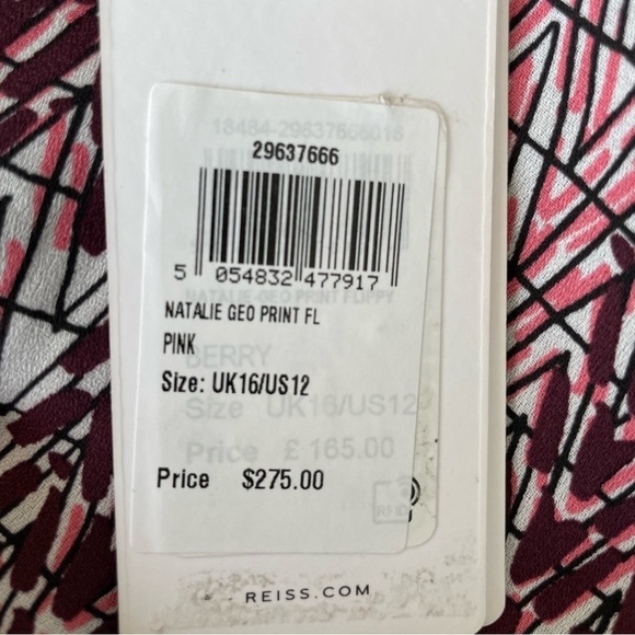 New! Reiss Natalie tie back patterned Dress nwt 18405 - Picture 13 of 14